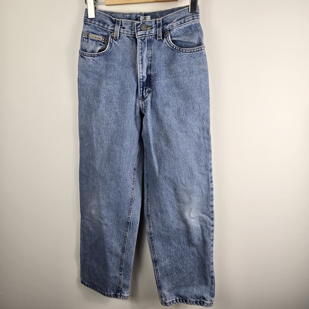 Vintage Kids Y2K 90s CK Calvin Klein Light Blue Relaxed Straight Jeans 12Y